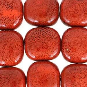  27mm Brick Red Porcelain Puff Square Bead Arts, Crafts 