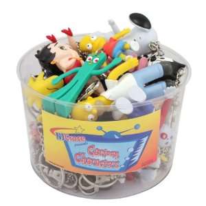  18 Assorted Character Keychains in Tub Display Case Pack 