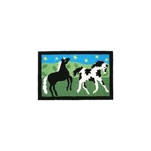 Black and White Paint Horses Indoor/Outdoor Rug 