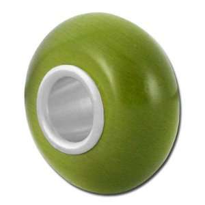  13mm Olive Green Cats Eye Beads   Large Hole Jewelry