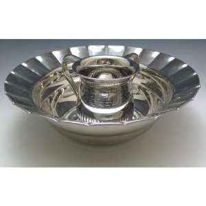  Stainless Steel Netilat Yadayim Wash Cup and Scalloped Bowl 