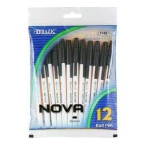  BAZIC Nova Black Color Stick Pen Case Pack 144: Office 