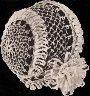 Vintage Frilly Baby Cap Hat Bonnet Crochet Pattern  
