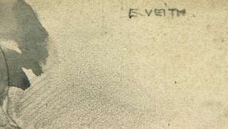 EDUARD VEITH   JUNGE DAME MIT PAPAGEI   Bleist/Aqua/Pap.um 1900  