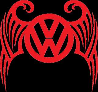 Fiery RED uNiQuE TRIBAL VW Emblem Decal Sticker Kombi  