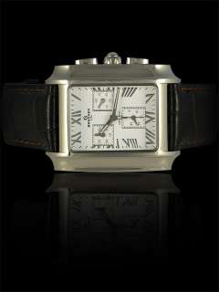 Luxus Chronograph BREGNER Uhr Swiss, Leder schwarz  