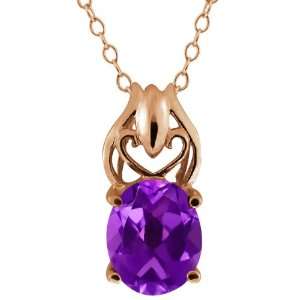   4.60 Ct Oval Purple Amethyst 18k Rose Gold Pendant: Jewelry