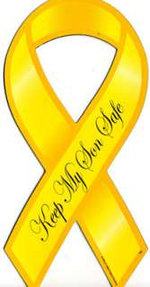Keep My Son Safe Yellow Car Ribbon Magnet  