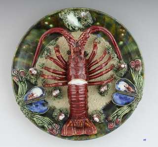 REALISTIC PORTUGUESE PALISSY MAJOLICA LOBSTER PLATE  