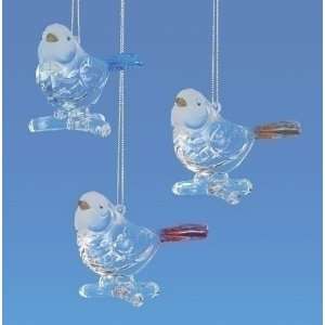  Pack of 6 Icy Crystal Colorful Bird Christmas Ornaments 