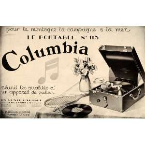  1928 Ad Columbia Portable Record Player Turntable Music 