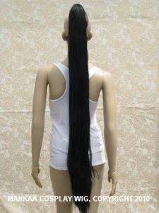 NEW 40 LONG BLACK STRAIGHT CLIP ON HAIR PONYTAIL WIG  