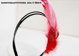 French Style Feather Headband Hair for Party Red Dot  