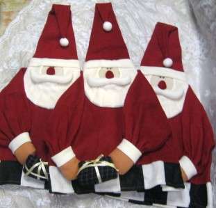 SET OF 3 CHRISTMAS SANTA CHAIR COVERS HOLIDAY DECOR  