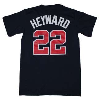 Majestic Atlanta Braves #22 Jason Heyward Navy Player Number T Shirt 