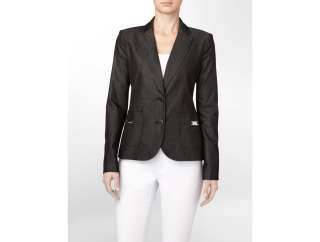 calvin klein womens chambray suit jacket  