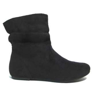 NEW WRINKLE SLOUCH ANKLE BOOTS BOOTIES BLACK SUEDE  
