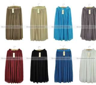 Women Fashion Vintage Bohemian Sweet Cute Yarn Long Skirt Dress 8 