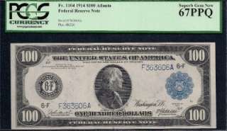 KD 1914 $100 One Hundred Dollar Bill Fr 1104 PCGS 67PPQ FRN Federal 