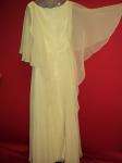 GOLD Chiffon Vintage 60s Angel Wing Cape Layered Grecian Goddess 