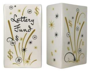 CERAMIC MONEY CHANGE JAR COIN BANK   LOTTERY FUND NEW  