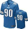 Ndamukong Suh Jersey: Home Blue Game Replica #90 Nike Detroit Lions 