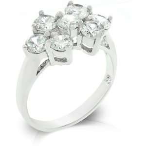 Eleganter Blumen Ring mit Zirkonia Diamanten, Verlobungsring, Sterling 