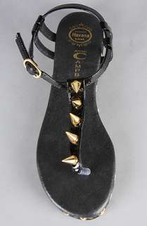 Jeffrey Campbell The Judas Spiked Sandal in Black Patent and Gold 