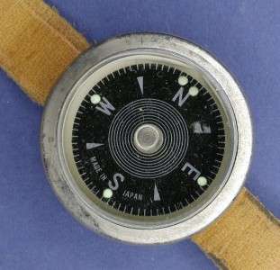 Vintage Wrist Watch Compass w/Leather Strap Japan  