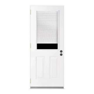 32 in. x 80 in. White Prehung Right Hand Outswing Entry Door with Tilt 