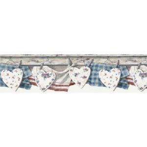 The Wallpaper Company 8 in X 15 Ft Blue Vintage Laundry Border 