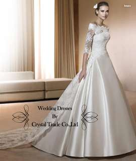 Newest style Wedding bridal dress Lace/Satin half sleeve party prom 
