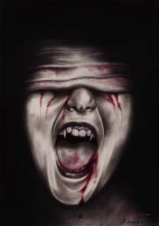 Original Vampir Kunst Zeichnung Vampire Artwork Gothic Art Goth Blutig 