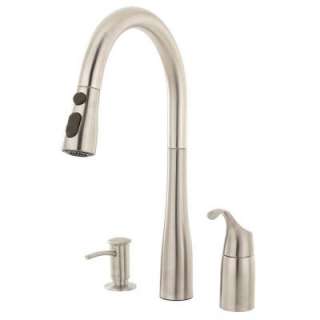 Simplice 3 Hole 1 Handle Mid Arc Pull Down Sprayer Kitchen Faucet in 