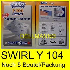 Pakete SWIRL Y 104 MicroPor Staubsaugerbeutel Y104 10  