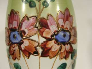 d464a: Antique Enamel painted Clear Glass Vase 1880 (2)  