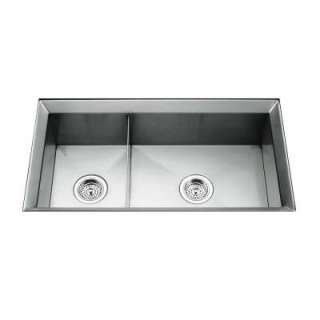 Poise Undercounter 33 in. x 18 in. x 9.5 in. Double Bowl Kitchen Sink