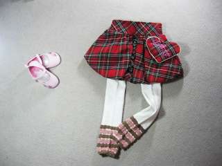 Toddler Girls dot holiday dress red grid skirt 3 4Y  