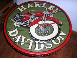 HARLEY DAVIDSON HAND CARVED BISTRO TABLE  