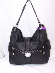 Michael Kors BLACK Riley Leather Large Shoulder Handbag Retail $378 