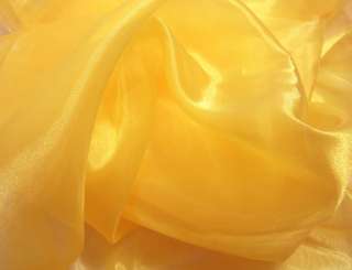 Ac 17 PER YARD Gold Yellow Sparkle Organza Fabric Braidal dress Decor 