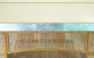 Distressed Silver/Gold Finish Mirrored Glass Vanity Table Desk 