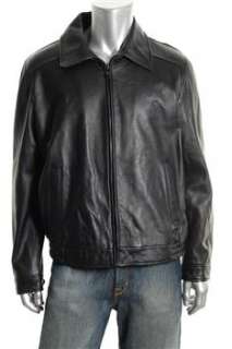Tommy Hilfiger Mens Black Coat Leather Jacket XL  