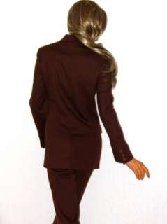 DOLCE & GABBANA $2K Brown Wool Felt Pant Suit; Sz 6, 42  