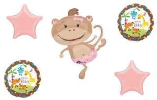 GIRL MONKEY Baby SHOWER Fisher Price PARTY Balloons SET  