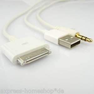 iPhone 4 USB 3,5mm Klinke AUX Auto Kabel Cinch Adapter  