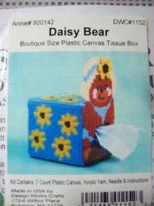 Daisy Bear Tissue Box Holder Plastic Canvas Kit  