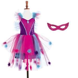Mädchen Kostüm in lila türkis und pink   kommt mit Pailletten Maske 