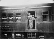 early 1900s photo U.S. Mail, railroad car & mail t  