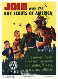 Smokey Bear 1954 Conservation Good Turn Poster Repro  